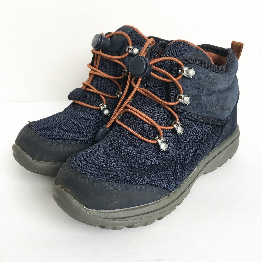 Columbia Navy Blue and Brown Kids Hiking Boots